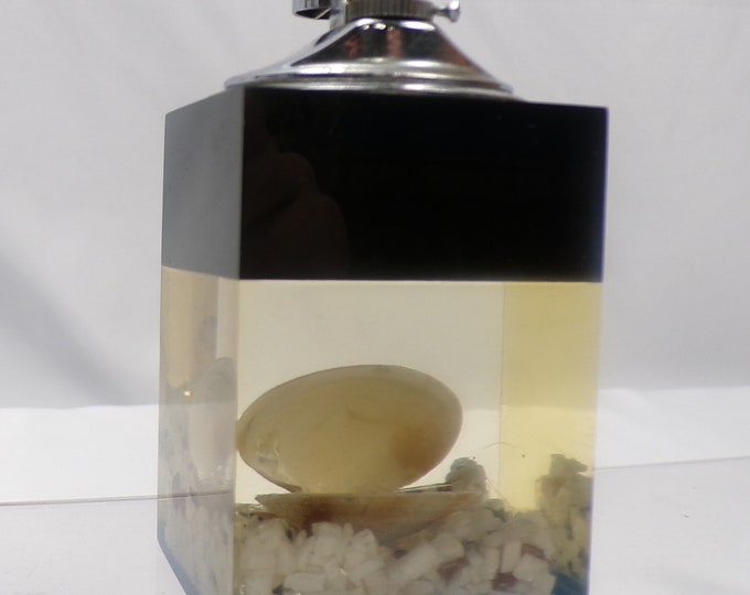 Lucite Table Lighter With Clam Shell and Pearl in the Center - Etsy