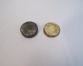 Antique Miniature Metal "Indian Head" Pocket Savings Banks (1920s)