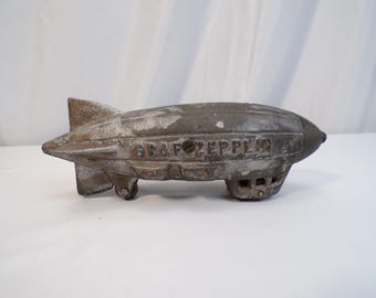 Antique Cast Iron "Graf Zeppelin" Push - Pull Toy (Late 1920s)