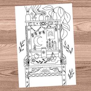 Spiritual Altar Printable Colouring Page | All Ages Coloring | Adult Coloring | Magical Coloring | Spiritual Coloring | Witchy Coloring