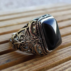 Signet Ring Covered in Solid 925 Sterling Silver With Black Stone Very Beautiful Finish