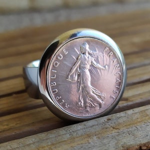 Münzring - Frankreich 50 Centimes Semeuse Silber handgefertigt