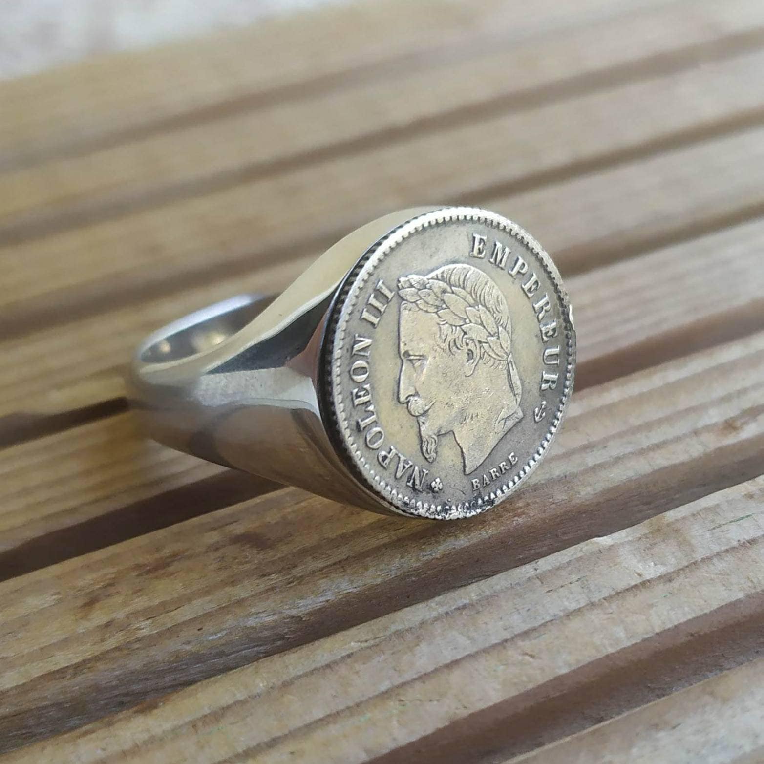 Bague Chevaliere en Argent Massif Napoleon III Fait a la Main Etsy France