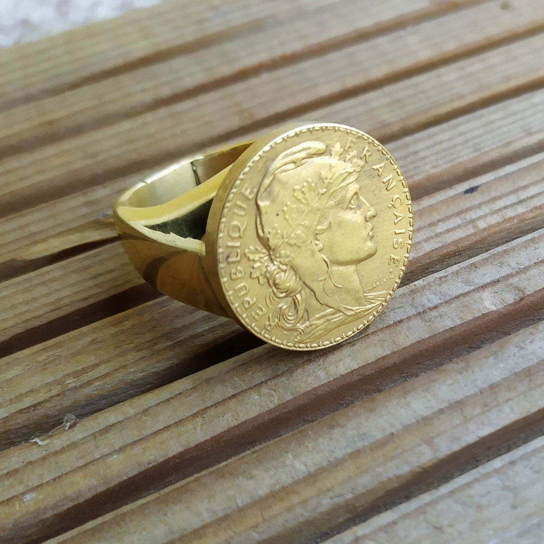 Prix Du Louis D or 20 Francs Coq Et Marianne Ring Knight Marianne French Republic in Stainless Steel Solid - Etsy Israel