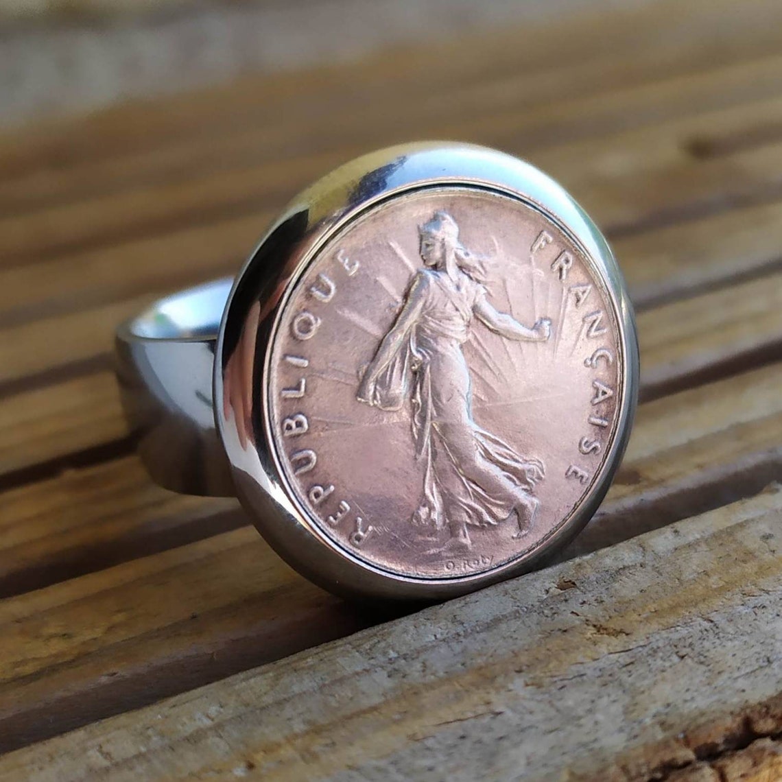 Bague Pièce de monnaie France 50 centimes Semeuse Argent | Etsy