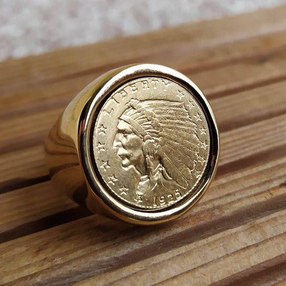 Gold indian head coin ring sale