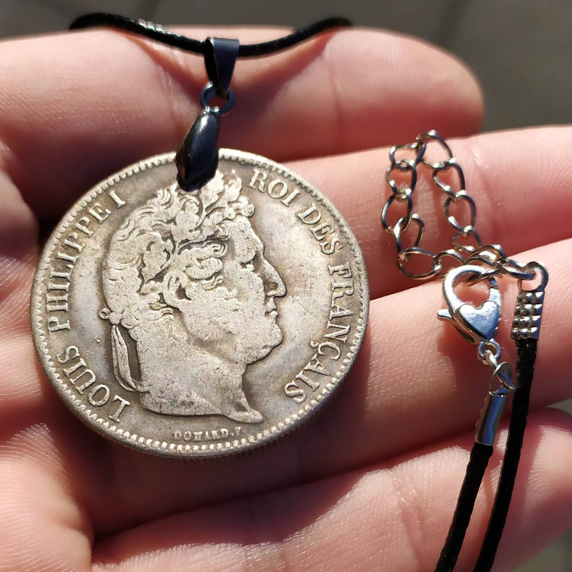 Pendant Coin 5 Francs Louis Philippe Handmade 