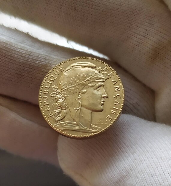 Bague Chevaliere Marianne 20 Francs Plaque Or Pur Fait a la Main Etsy France