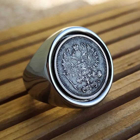 Buy Genuine Silver Coin Signet Ring Coat of Arms of Russia in Stainless Steel Very Beautiful Finish Online in India Etsy