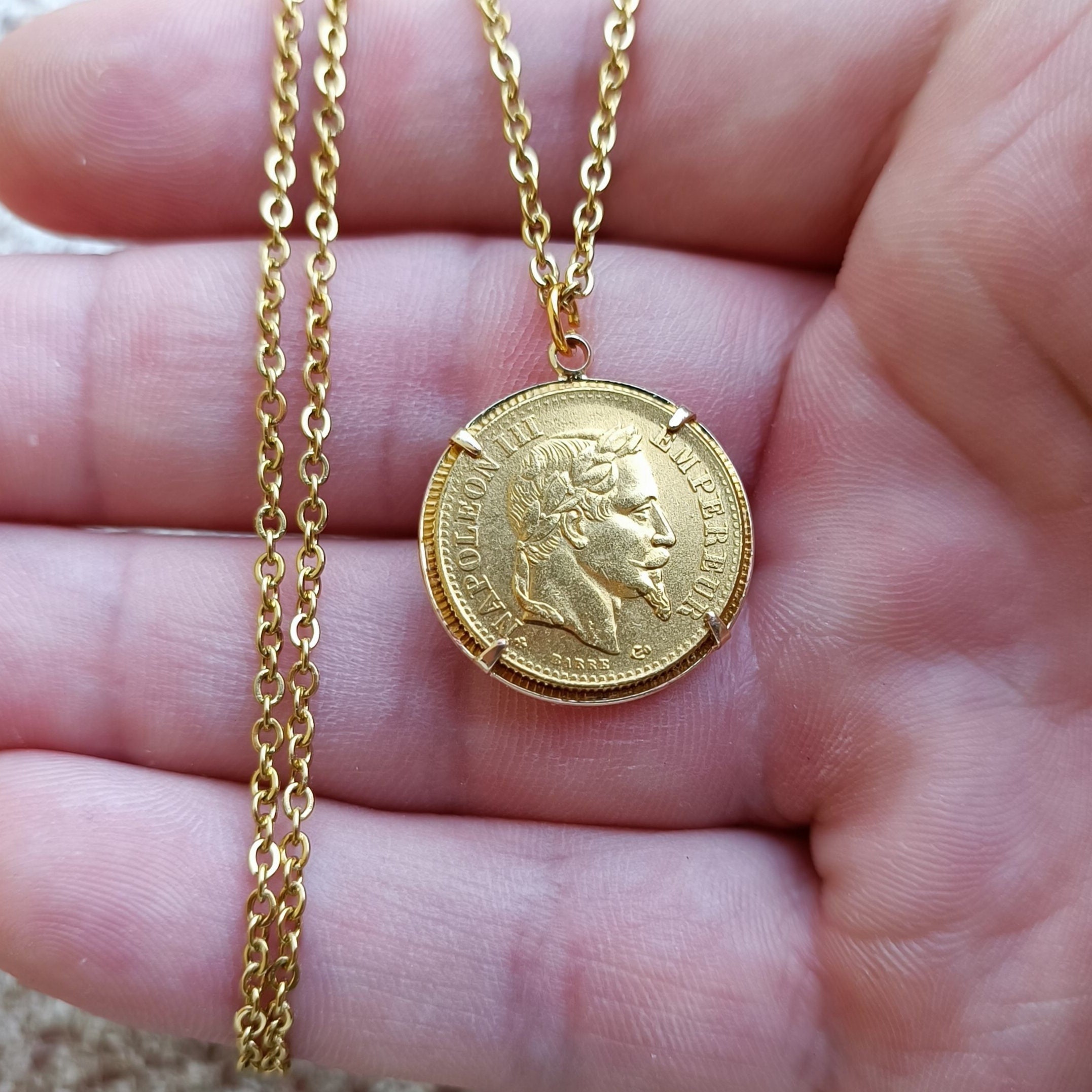 Pendentif Reproduction 10 Francs Napoléon III En Or 18k - Poids 3 à 3,2 Grammes - Occasion