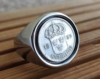 Signet Ring 835 Silver 19 Mm Size 60 Ring Vintage Gift