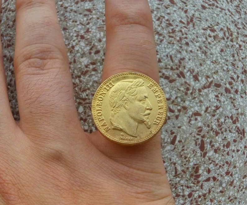 Bague Chevalière Napoléon III 20 Francs Plaqué Or Fait Main Etsy France