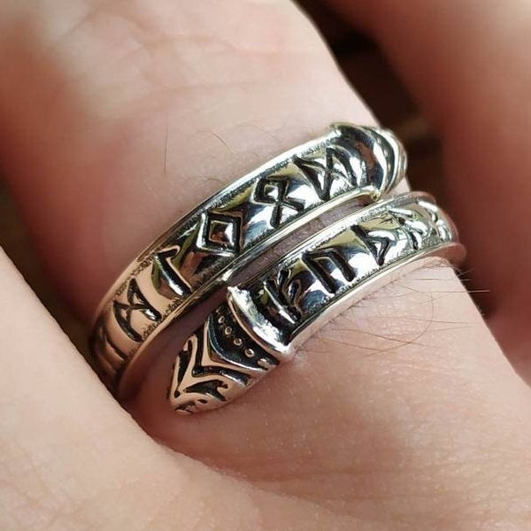 Bague Anneau Serpent Viking en Argent Massif 925 avec Coffret en Bois Viking et Pochette Cadeau en Velours Belle Finition