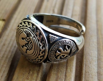 シルバー925 アメリカ国章　デザインリング USA Indian Symbol Signet Ring in 925 Sterling Silver Very