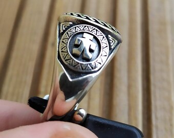 シルバー925 アメリカ国章　デザインリング USA Indian Symbol Signet Ring in 925 Sterling Silver Very