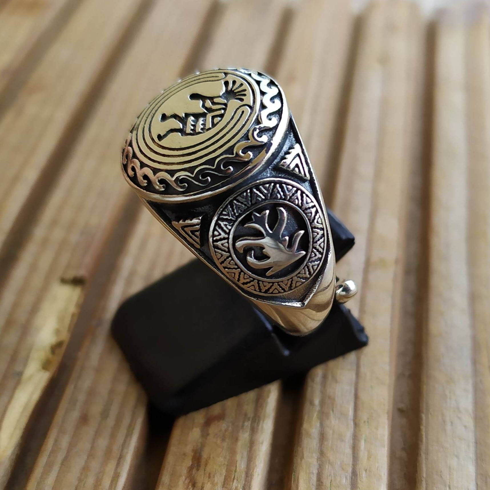 シルバー925 アメリカ国章　デザインリング USA Indian Symbol Signet Ring in 925 Sterling Silver Very