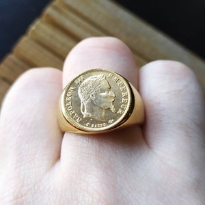 BOBIJOO Jewelry - Bague napoléon Pièce 20 Francs Or Bijou Acier
