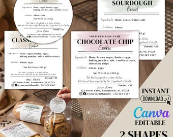 Editable Cottage Food Label Template, Home Bakery Labels, Canva, Cottage Law Compliant, Printable Baking Label, Digital Download