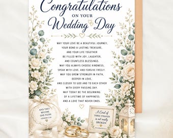 Wedding Card Printable 5x7 Wedding Congratulations Card Christian Wedding Card Instant Download Religious Wedding Greeting Card