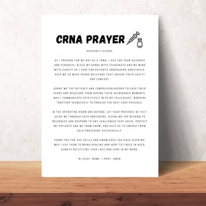 CRNA Prayer Wall Art Printable Christian CRNA Office Decor Nursing Digital Print Posters Instant Gift For Certified Nurse Anesthetist
