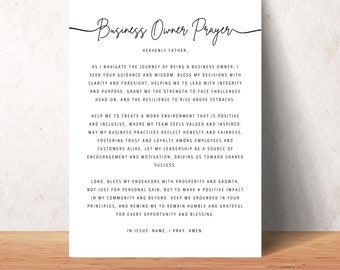 Business Owner Prayer Wall Art Printable Christian Business Owner Office Decor Print Posters Instant Download Sign Business Owner Gift