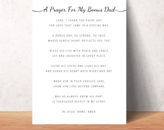 Bonus Dad Prayer Printable Wall Art Christian Stepfather Gift Father's Day Printable Sign Office Home Decor Father Figure Gift Bonus Dad Art