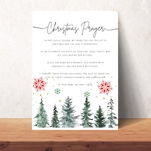 Afdrukbare kunst aan de muur kerstgebed - decor christelijk poster - cadeau voor thuis - digitale print gebeden - instant download vakantie muur hangen