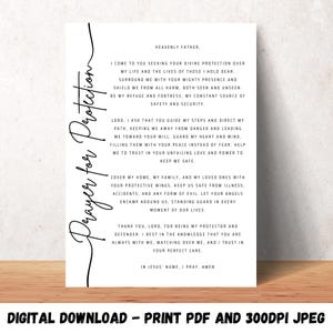 Gebet für Schutz-Wand-Kunst druckbare christliche Gebets-Raum-Dekor-Digitaldruck-Plakate Geschenk für christliche Geschenke Schutz-Gebet