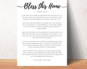 Oración de inauguración de la casa para bendecir este hogar, arte de pared imprimible, regalo cristiano para un nuevo hogar o apartamento, decoración del hogar basada en la fe, bendición de la casa