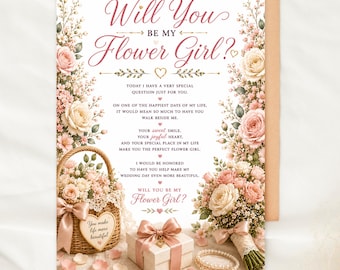 Will You Be My Flower Girl Card Printable Christian Flower Girl Proposal Card Wedding Flower Girl Gift Faith Based Flower Girl Ask Card