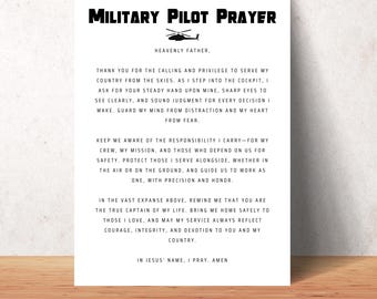 Military Pilot Prayer Printable Wall Art Christian Air Force Decor Gift for Aviators Digital Download Cockpit Poster Pilot Gift Ideas