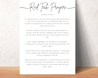 Prayer for a Rad Tech Printable Wall Art Christian Radiologic Technologist Gift Office Decor Instant Download