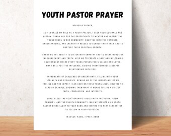Jeugdpastor's gebed muurkunst afdrukbare christelijke kerk kantoor decor digitale print poster cadeau voor jeugdpastors van jeugdwerk