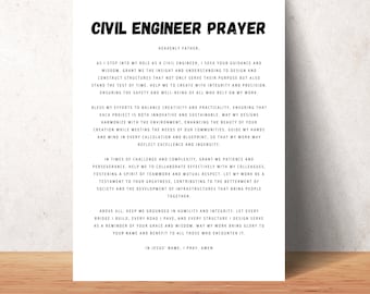 Civil Engineer Prayer Printable Wall Art Christian Engineer Poster Office Decor Digital Print Downloadable Civil Engineer Gifts