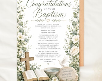 Baptism Card Printable Christian Baptism Blessing Card Adult Baptism Gift Believer Baptism Card Church Baptism Congratulations Milestone