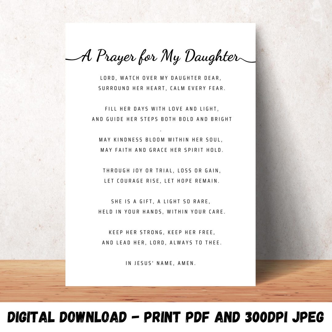 Prayer for My Daughter Printable Christian Gift for Daughter Decor ...