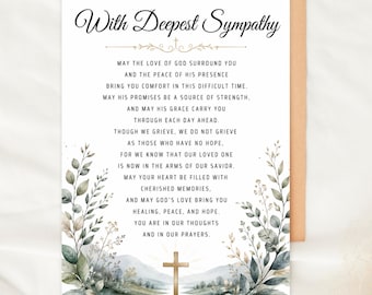 Christian Sympathy Card Printable Condolence Card Faith Based Sympathy Gift Bereavement Card Religious Comfort Card Thinking of You Download