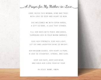 Mother in Law Gift Printable Mother in Law Prayer Wall Art Christian Mother in Law Decor Mothers Day Gift for Mother in Law Instant Download