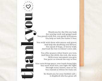 Priest Thank You Card Printable Priest Gift Appreciation Card Printable Foldable Priest Card Instant Download Card Poem Gift For Priest