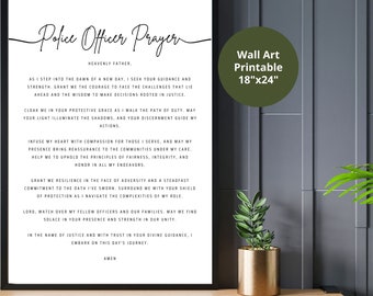 Police Officer Prayer For Policemen And Policewomen Police Station Decor Wall Art Police Officer Gift Inspirational Sign Download Poster