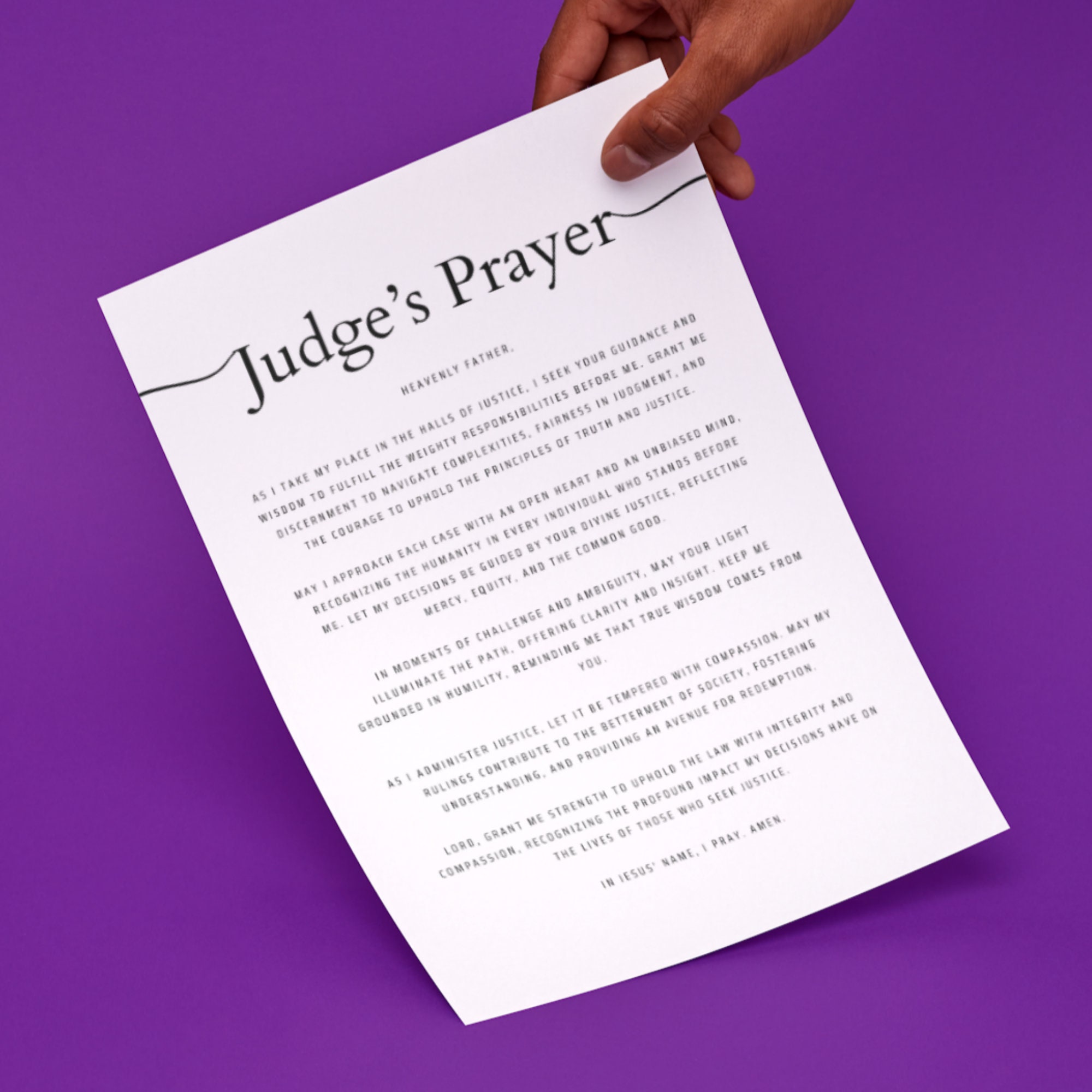 Judge's Prayer Wall Art Printable Christian Judge's Office Decor Court ...