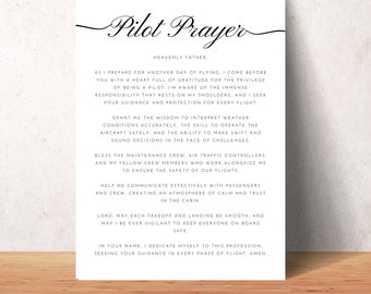 Pilot Prayer Wall Art Printable For Home or Office - Christian Poster Decor - Digital Print Prayers - Downloadable Gift For Pilots