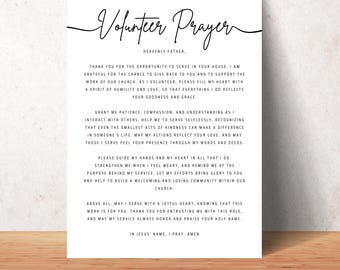 Church Volunteer Printable Prayer Wall Art Christian Church Office Decor Digital Print Poster Gift For Church Volunteer Gift Volunteers