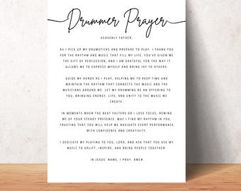 Drummer Prayer Wall Art Printable Christian Drummer Room Decor Drummer Gifts Digital Print Posters Instant Download Gift For Drummers