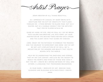 Artist Prayer Wall Art Printable Home Office Christian Artist Poster Decor Digital Print Prayers Downloadable Gift For Artists Gifts