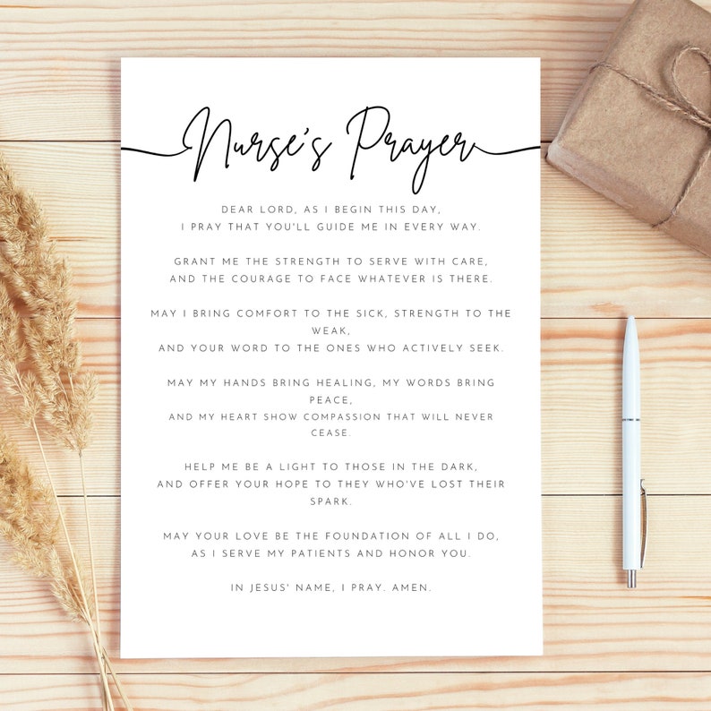 Nurses Prayer Printable Wall Art Nurse Office Decor Christian Nurse ...