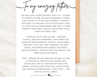 Christian Father Card Printable Religious Card for Dad Faith Based Greeting Card Appreciation Birthday Fathers Day Retirement Download