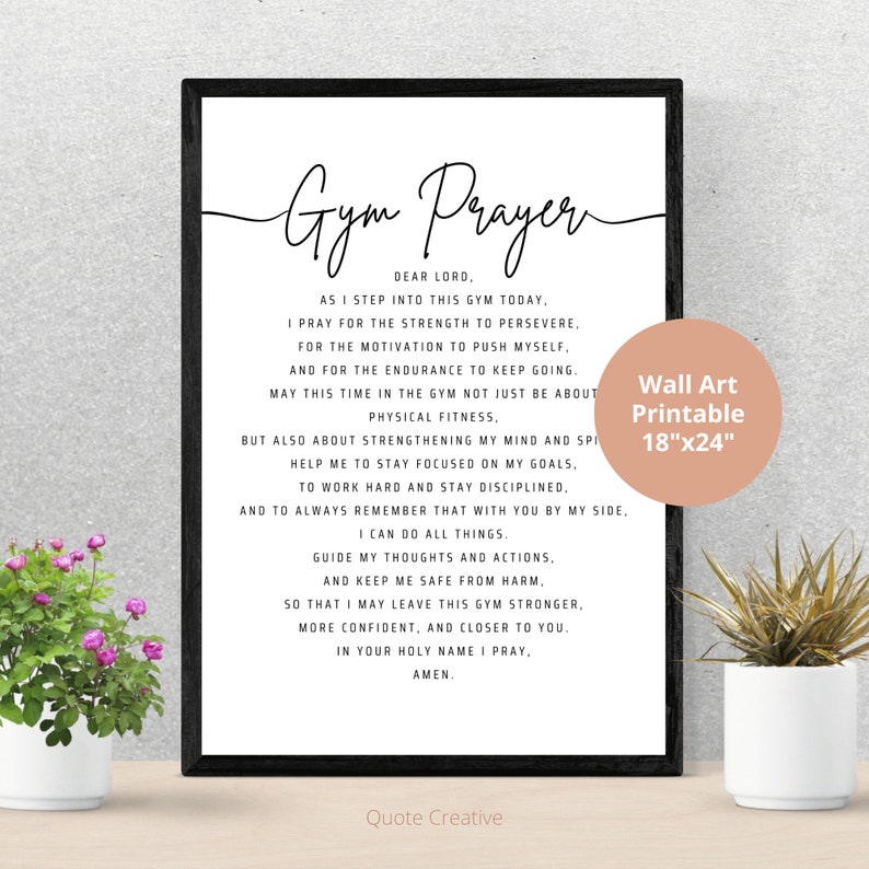 Gym Studio Prayer Wall Art Printable Christian Home or Etsy