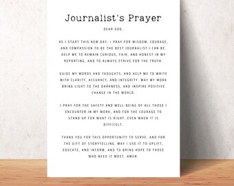 Journalist Prayer Wall Art Printable Christian Journalist Office Decor Newsroom Digital Print Poster Downloadable Gift For Journalists