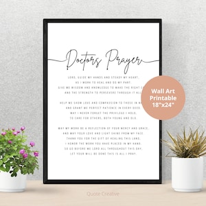 Doctors Prayer Wall Art Printable - Christian Home or Office Decor - Digital Print Prayers - Downloadable Gift For A Doctor or Med Student